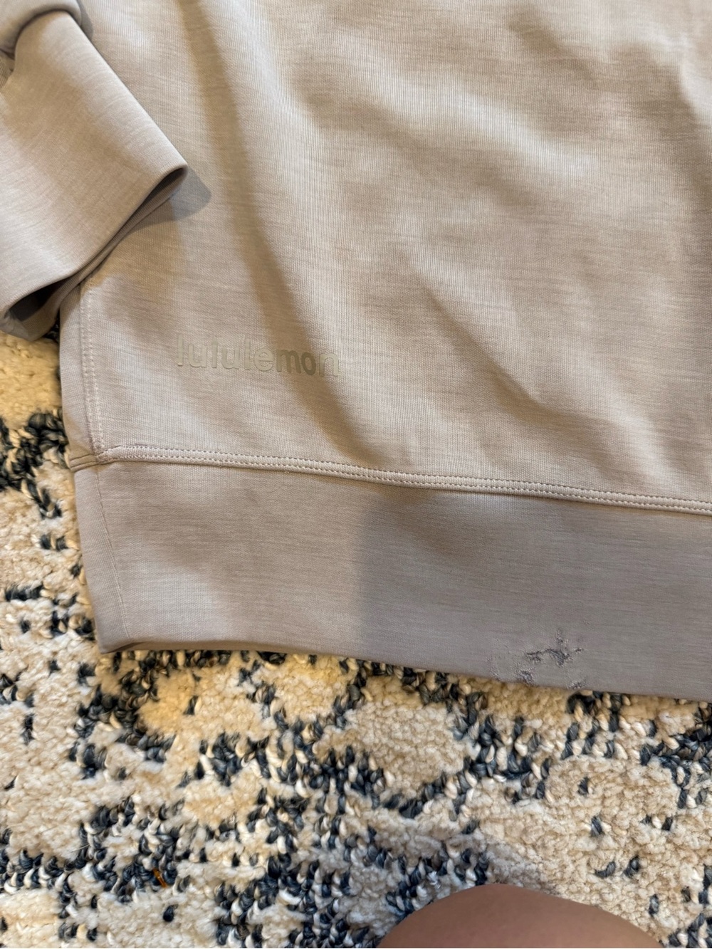 lululemon athletica Scoop Neck Sweatshirt in Taupe two flaws shown - Picture 4 of 4